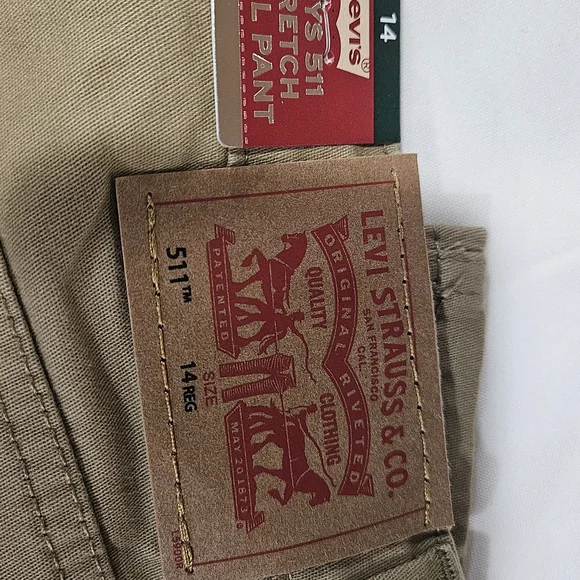 Levi's Boys 511 Slim Stretch Twill Khaki Pants - Size 14 - Picture 2 of 6
